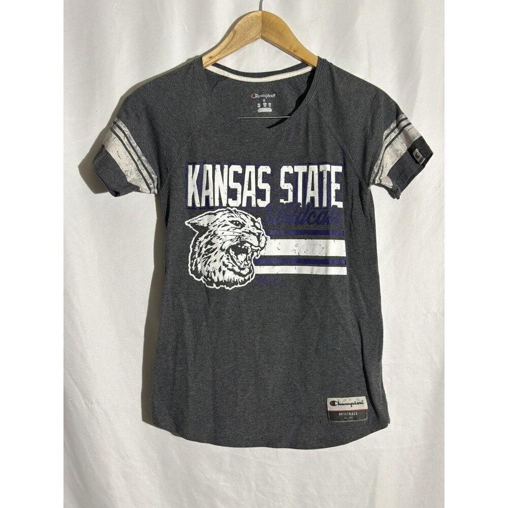 Kansas‎ State Wildcats Womens Tshirt Purple/Charcoal Grey K State Ladies Cotton